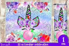 Glitter unicorn bubble gum 20oz Tumbler Sublimation Product Image 1