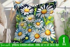 daisy pillow sublimation / watercolor pillow design Product Image 1