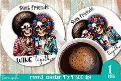 funny Mother&#039;s DAY Wine round coaster Sublimation Product Image 1