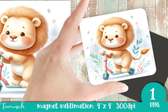 watercolor nursery Animals MAGNET sublimation / Baby Lion Product Image 1