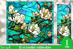 stained glass magnolia sublimation 20oz tumbler Product Image 1