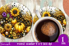 FALL Pumpkin &amp; Sunflowers Round Coaster sublimation bundle Product Image 4