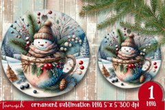 cute rustic Christmas snowman ornament Sublimation PNG Product Image 1