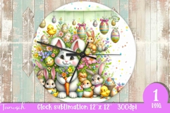cute EASTER rabbit Wall Clock spring Sublimation PNG Product Image 1