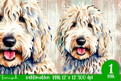 watercolor Komondor dog sublimation PNG Product Image 1