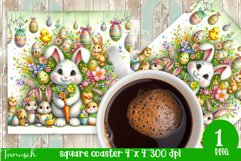 cute EASTER rabbit Square Coaster spring Sublimation PNG Product Image 1
