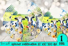 Cow &amp; flowers wind spinner sublimation floral design bundle Product Image 4