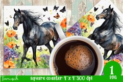 Watercolor horse memorial SQUARE COASTER sublimation PNG Product Image 1