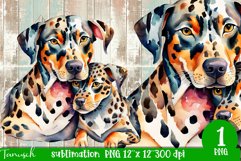watercolor Catahoula Leopard dog sublimation mastiff PNG Product Image 1