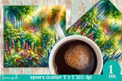 Herbs Garden square coaster sublimation / watercolor Product Image 1