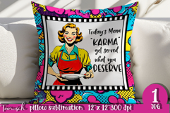 retro housewife funny woman pillow sublimation design JPG Product Image 1