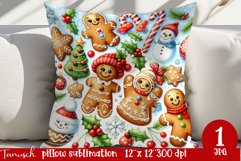 cute rustic Christmas Pillow sublimation / gingerbread Product Image 1