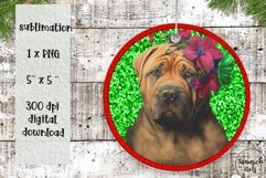 christmas embroidery floral SHAR PEI DOG Sublimation PNG Product Image 1