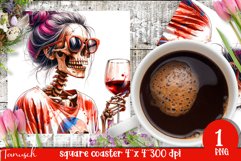 funny Mother&#039;s DAY Wine square coaster Sublimation Coffee Product Image 1