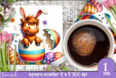 EASTER hatching egg square coaster spring Sublimation Product Image 1