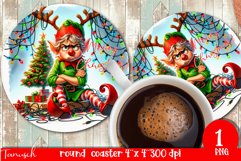 funny christmas round coaster Sublimation PNG Product Image 1