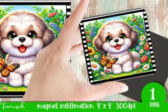 Floral DOG magnet sublimation retro frame SHIH PUH Product Image 1