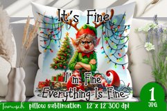 funny christmas ELF Pillow Sublimation It&#039;s fine Product Image 1