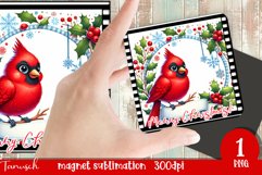 Christmas whimsical red cardinal magnet retro Sublimation Product Image 6