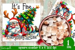 funny christmas SANTA Square Coaster Sublimation Fine Product Image 1
