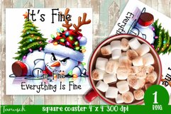 funny christmas SNOWMAN Square Coaster Sublimation Fine Product Image 1