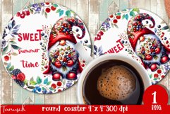 cute gnome Round Coaster Sublimation PNG Product Image 1