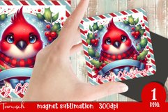 Christmas whimsical red cardinal magnet retro Sublimation Product Image 7