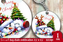 funny christmas keychain Sublimation PNG / snowman Product Image 1