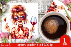 funny Mother&#039;s DAY Wine square coaster Sublimation Coffee Product Image 1