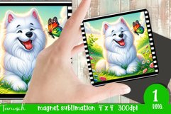 Floral DOG magnet sublimation retro frame AMERICAN ESKIMO Product Image 1