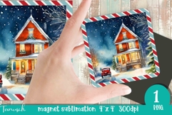 retro christmas magnet sublimation design PNG Product Image 1
