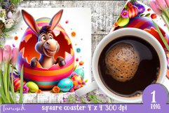 EASTER hatching egg square coaster spring Sublimation Product Image 1