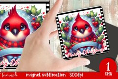 Christmas whimsical red cardinal magnet retro Sublimation Product Image 8