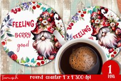 cute gnome Round Coaster Sublimation PNG Product Image 1