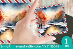 retro christmas magnet sublimation design PNG Product Image 1