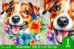 watercolor Jack Russel dog sublimation PNG Product Image 1