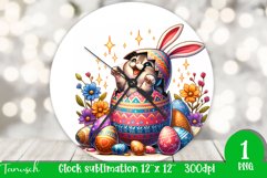 funny happy EASTER wall clock Sublimation hatching Egg Product Image 1