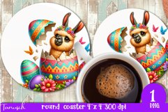 funny happy EASTER round coaster Sublimation hatching Egg Product Image 1