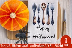 Creepy sublimation Halloween kitchen towel JPG Product Image 1