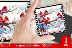 Christmas whimsical red cardinal magnet retro Sublimation Product Image 12
