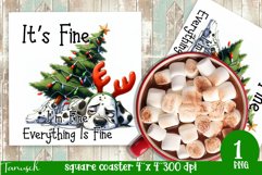 funny christmas DALMATIAN Square Coaster Sublimation Fine Product Image 1