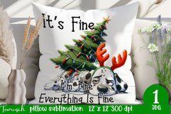 funny christmas DALMATIAN Pillow Sublimation It&#039;s fine Product Image 1