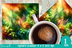 Herbs Garden square coaster sublimation / watercolor Product Image 1