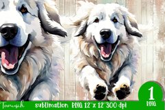 watercolor Great Pyrenees dog sublimation PNG Product Image 1