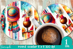 cute SUMMER holidays Round Coaster Sublimation beach design Product Image 1