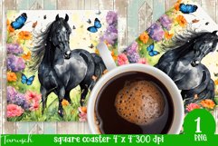 Watercolor horse memorial SQUARE COASTER sublimation PNG Product Image 1