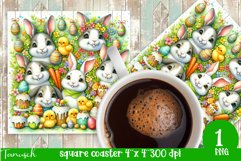 cute EASTER rabbit Square Coaster spring Sublimation PNG Product Image 1