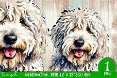 watercolor Komondor dog sublimation PNG Product Image 1