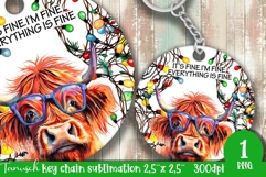 funny christmas keychain It&#039;s fine, I&#039;m fine design Product Image 1