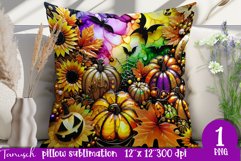 funny FALL Pumpkin with Bow Pillow sublimation PNG Product Image 1